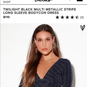 ASTR black multi metallic stripe bodycon dress